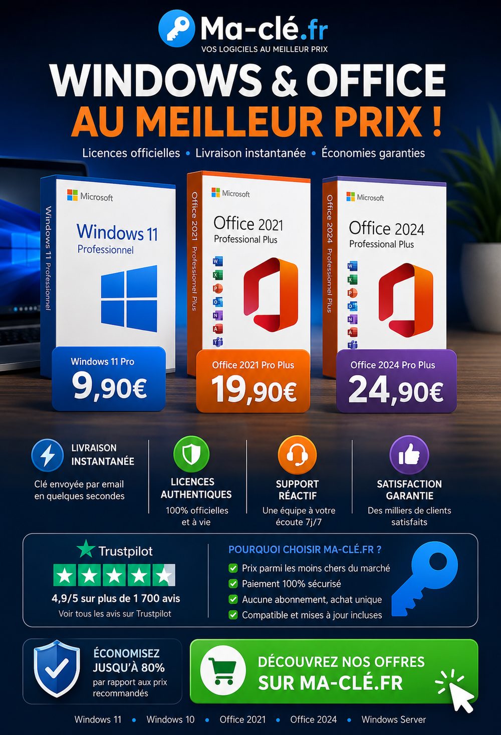 Ma-clé.fr — licences Windows 11 et Office Microsoft à prix réduit