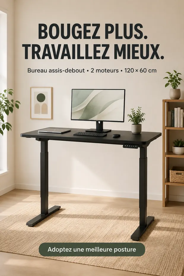 Bureau électrique assis-debout Flexispot noir